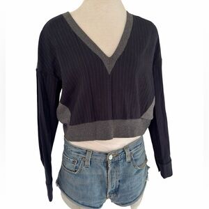 10 Crosby Derek Lam Charcoal and Light Gray Knit Top